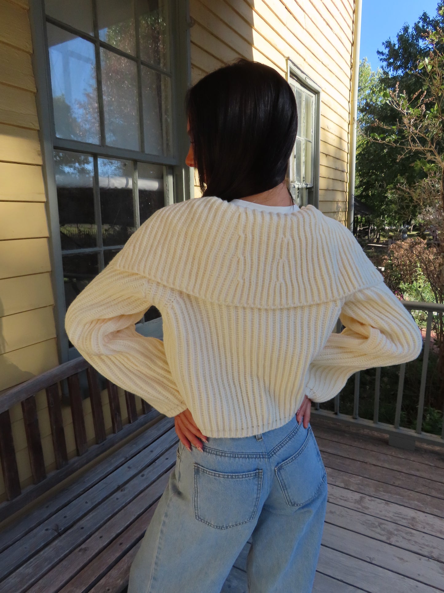 Collared Chunky Knit Cardigan Top