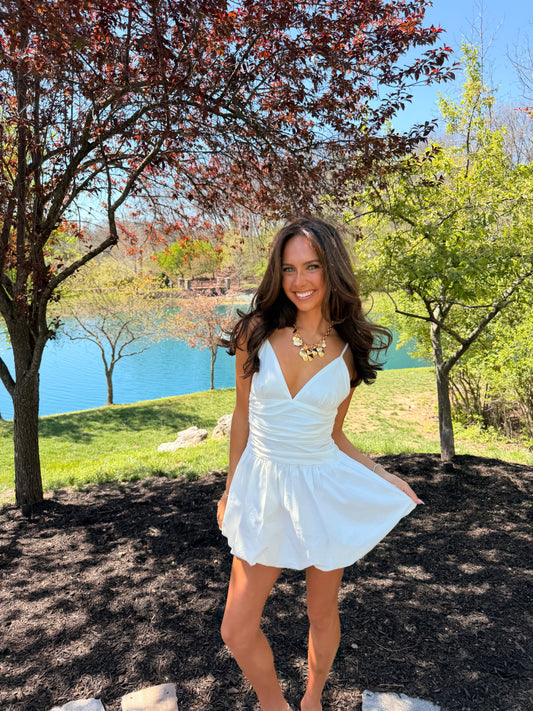 White Bubble Mini Dress