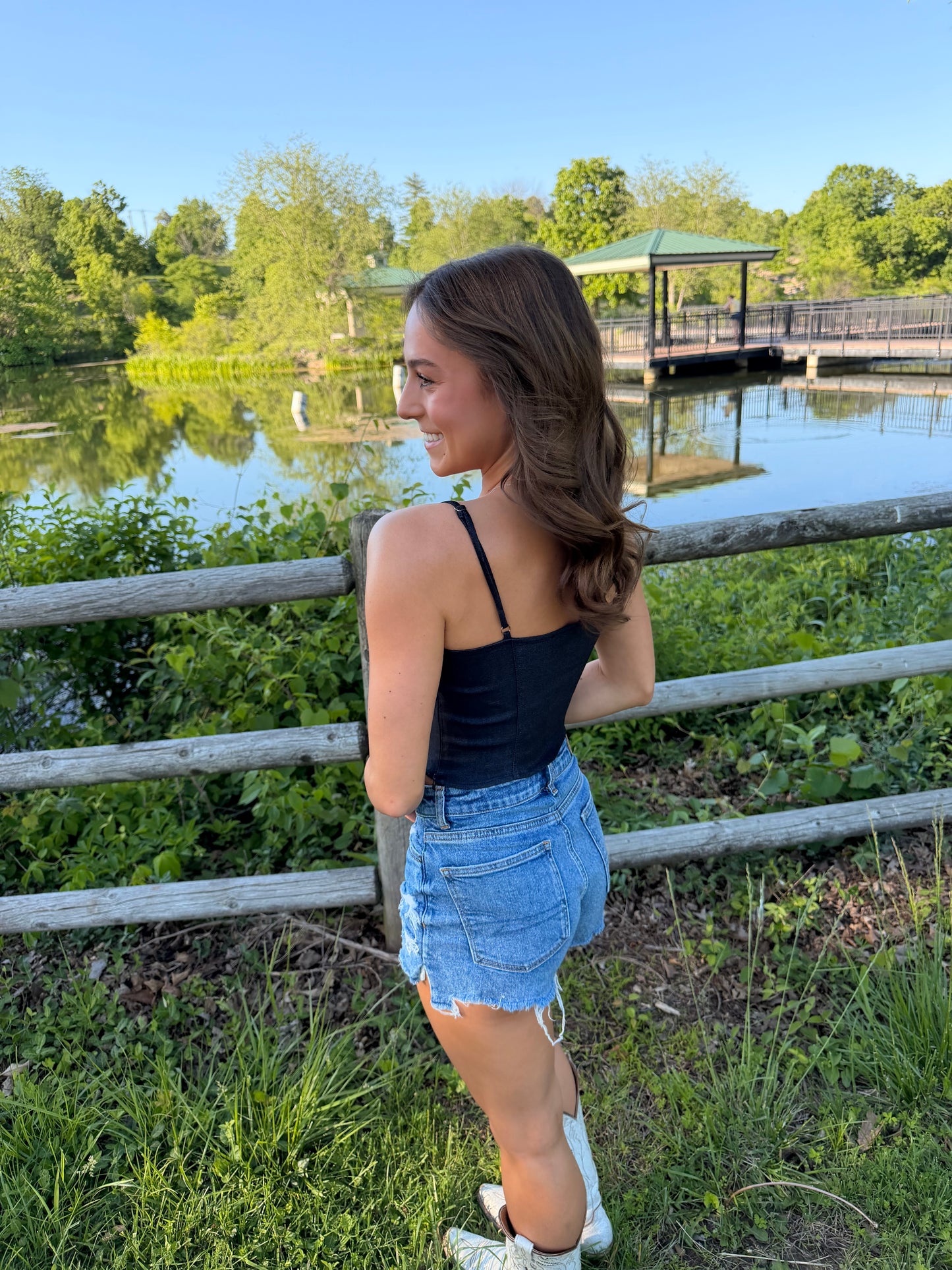 Dark Denim Corset Top