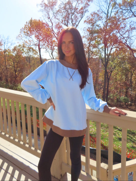 Two-Tone Mockneck Pullover