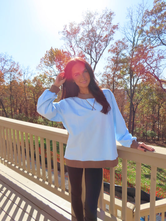 Two-Tone Mockneck Pullover