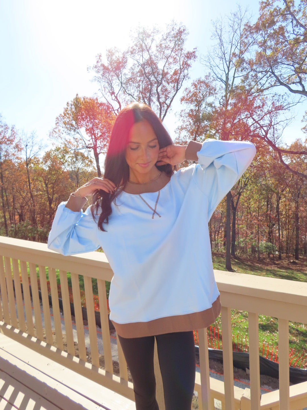 Two-Tone Mockneck Pullover