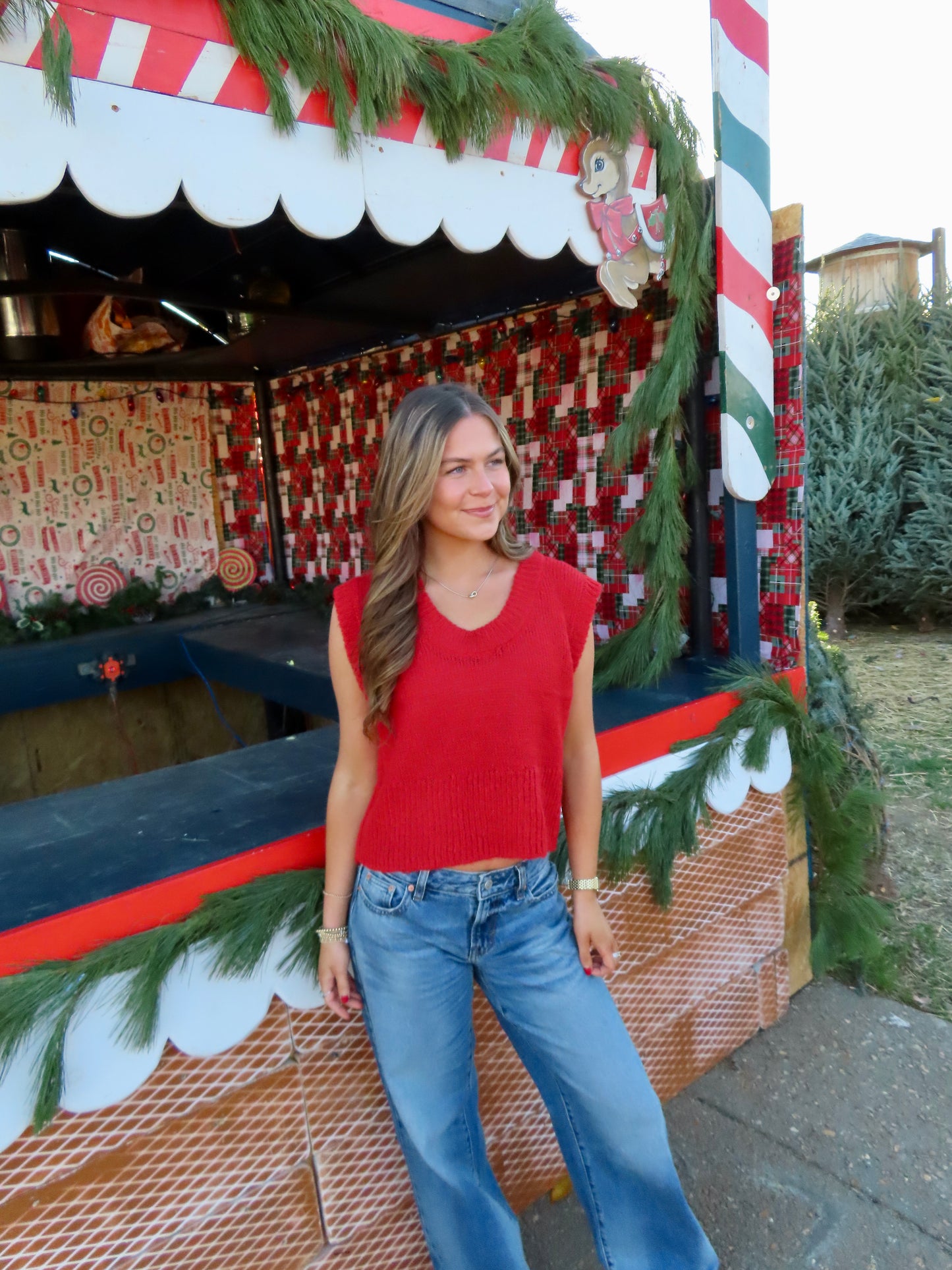 Candy Cane Sweater Top