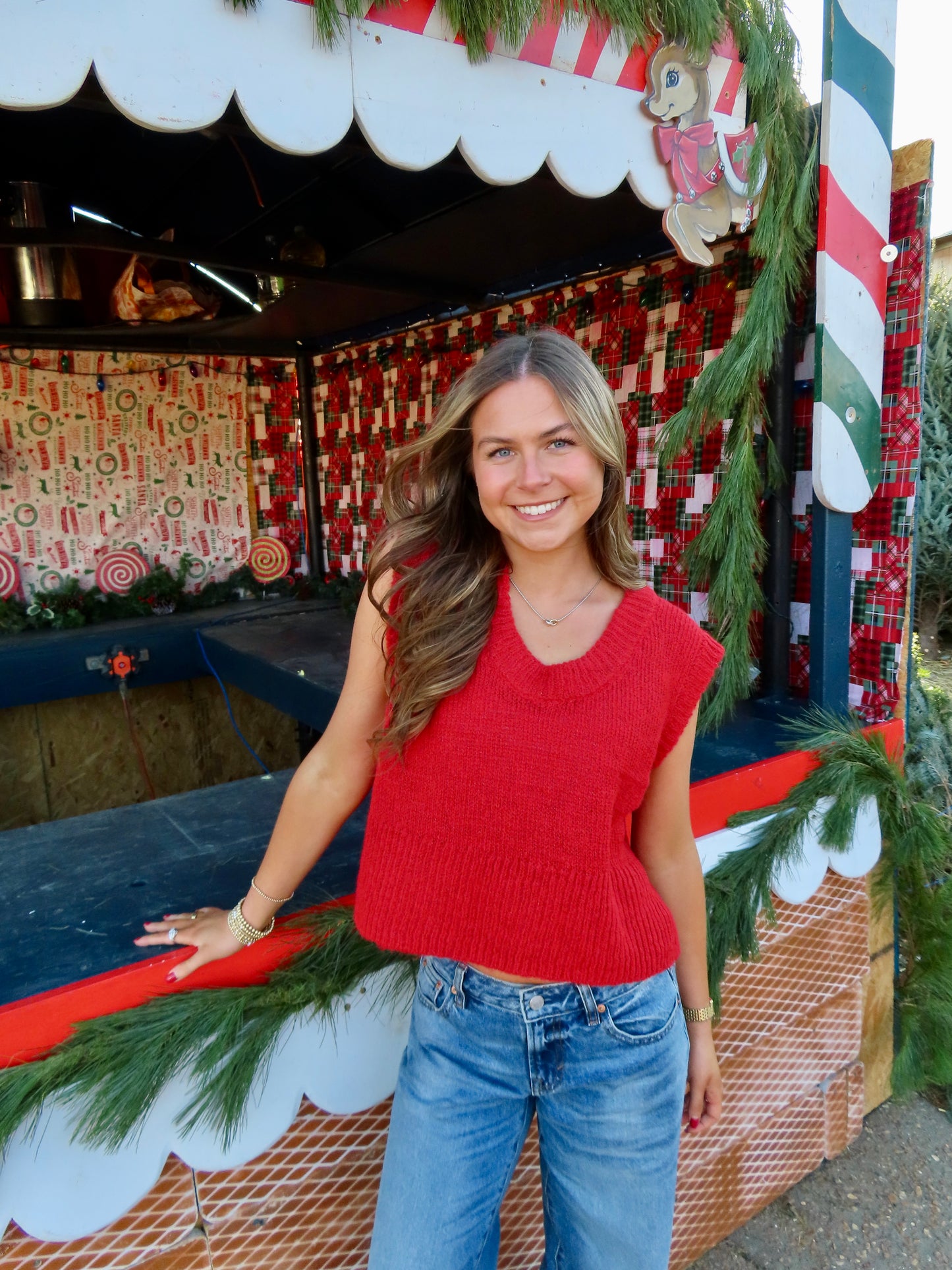 Candy Cane Sweater Top