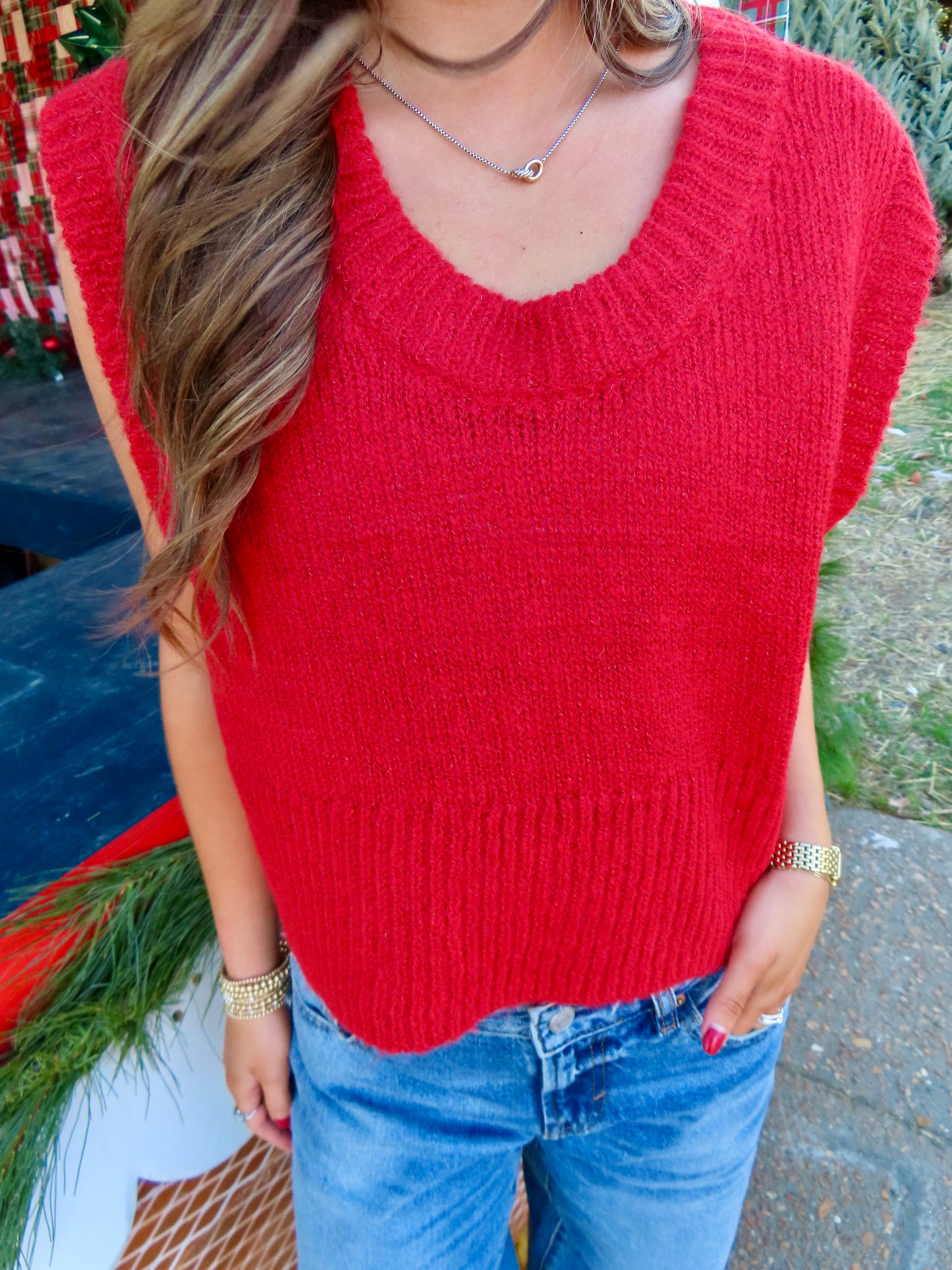 Candy Cane Sweater Top