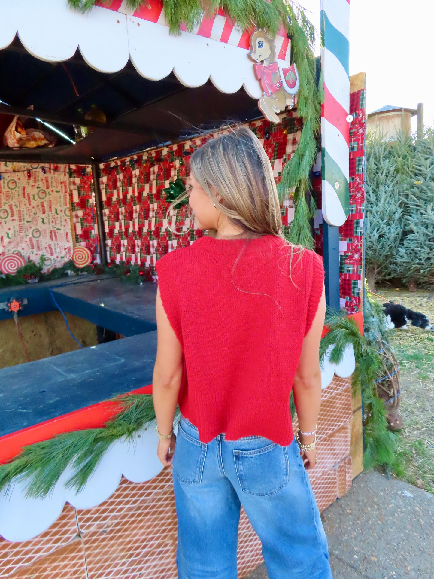 Candy Cane Sweater Top