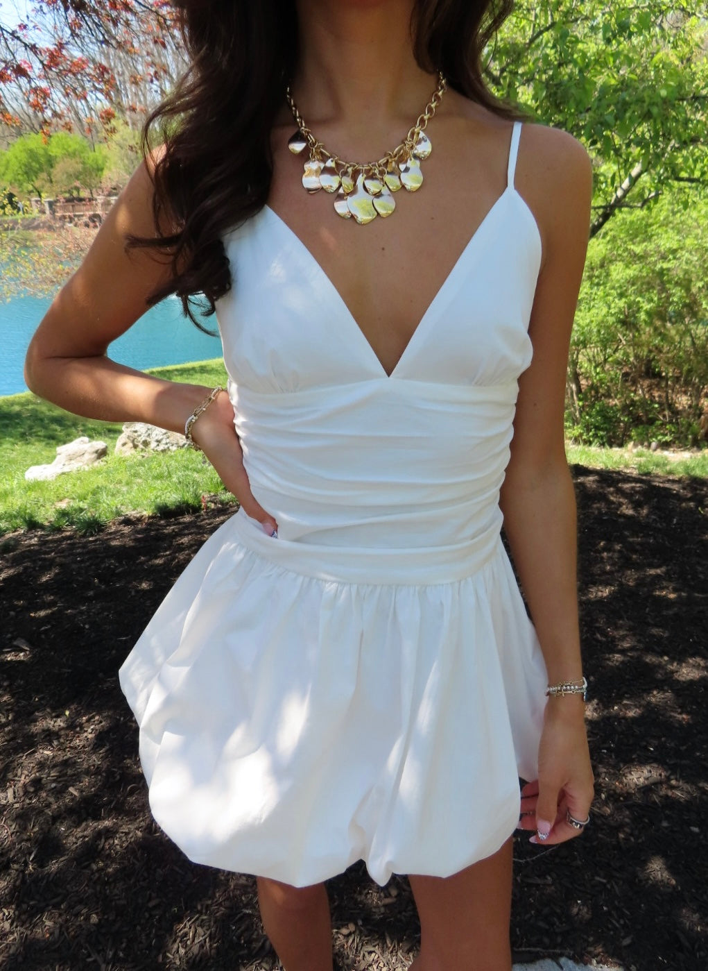 White Bubble Mini Dress