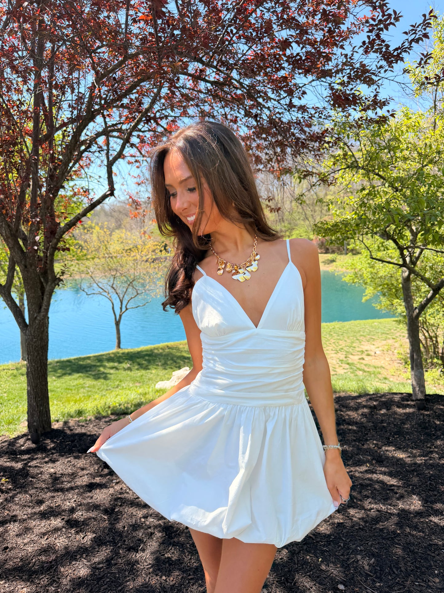 White Bubble Mini Dress