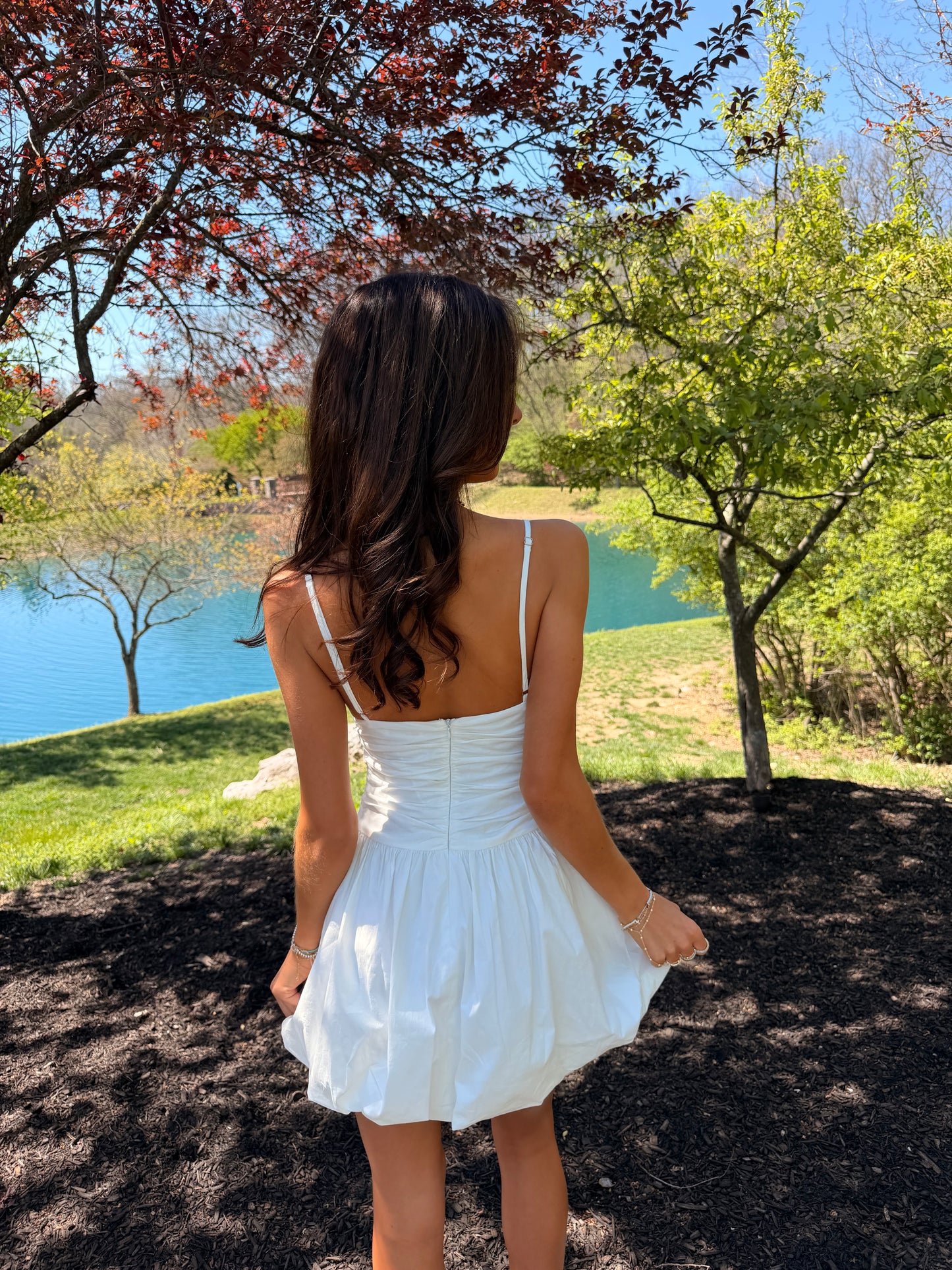 White Bubble Mini Dress