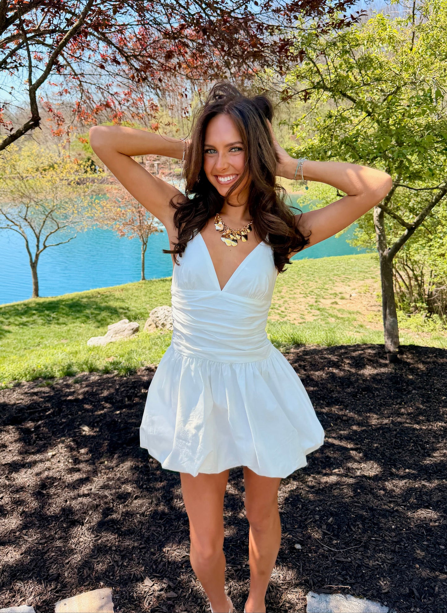White Bubble Mini Dress