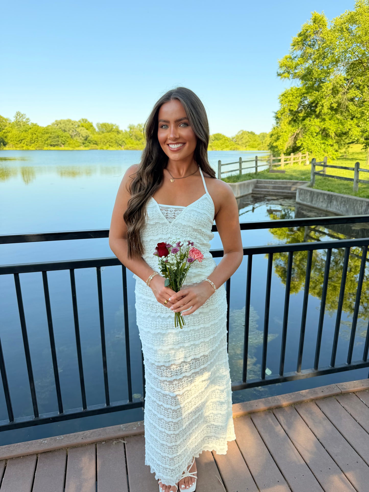 Scalloped Lace Maxi Skirt Set
