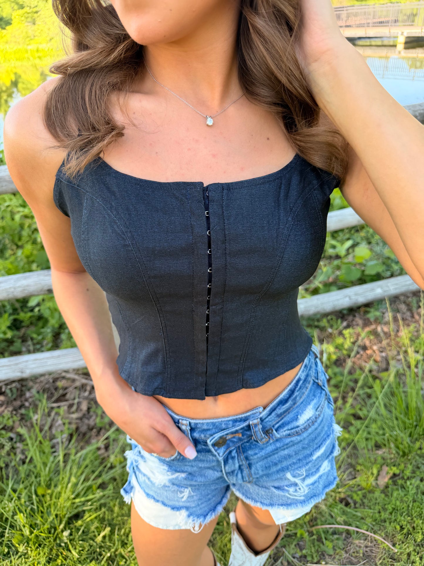 Dark Denim Corset Top